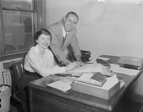 Boston Braves Manager with Secretary, 1951